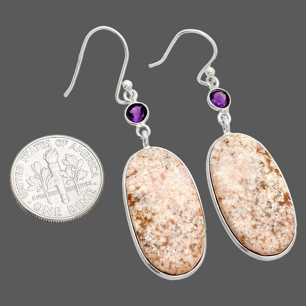 Natural Red Moss Agate & Amethyst Earrings E-1002 SDE84055