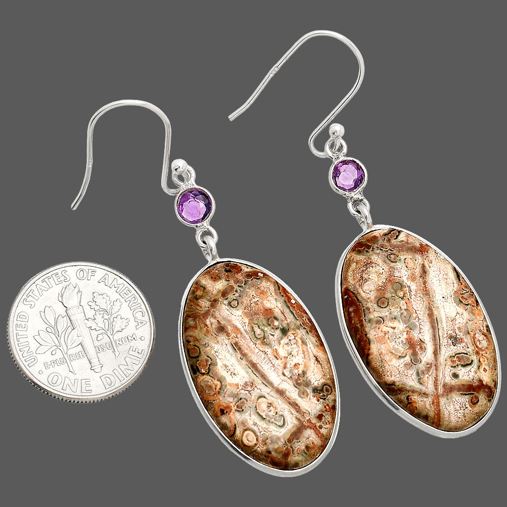 Leopard Skin Jasper & Amethyst Earrings E-1002 SDE84063