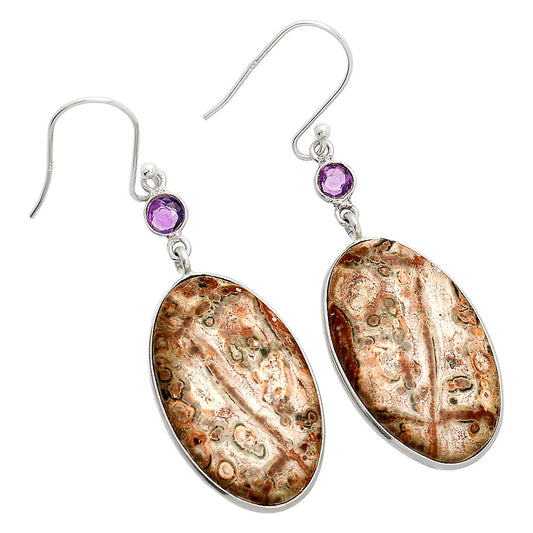Leopard Skin Jasper & Amethyst Earrings E-1002 SDE84063