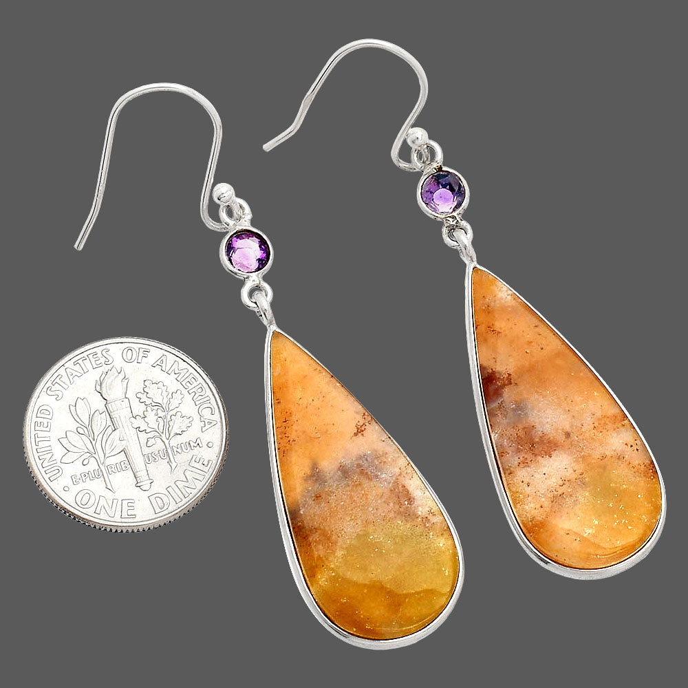 Natural Red Moss Agate & Amethyst Earrings E-1002 SDE84072