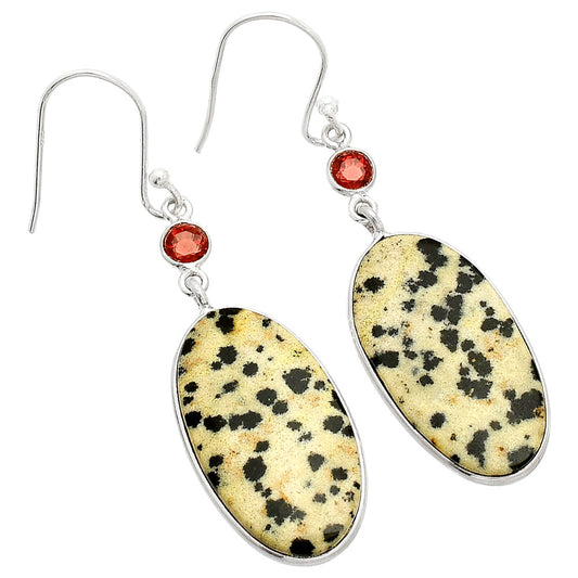 Natural Dalmatian & Garnet Earrings E-1002 SDE84098