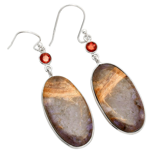 Natural Lavender Jade & Garnet Earrings E-1002 SDE84099