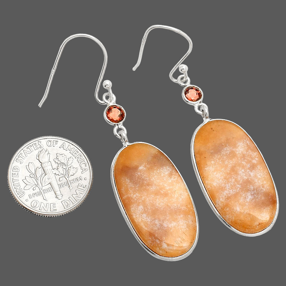 Natural Texas Moss Agate & Garnet Earrings E-1002 SDE84103