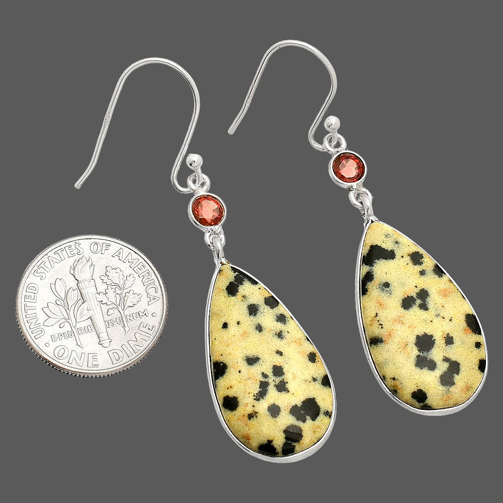 Natural Dalmatian & Garnet Earrings E-1002 SDE84106