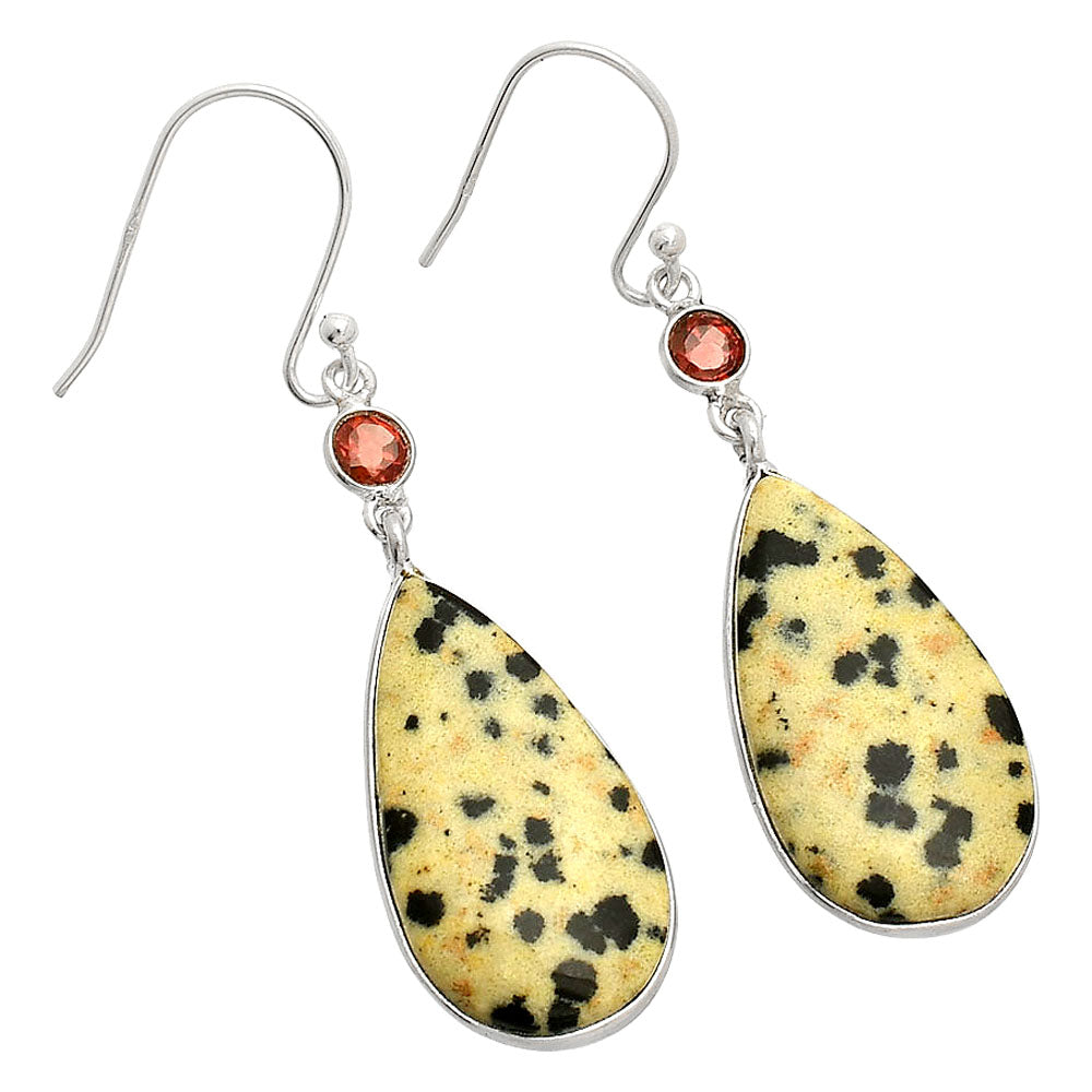 Natural Dalmatian & Garnet Earrings E-1002 SDE84106