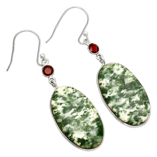 Natural Dioptase & Garnet Earrings E-1002 SDE84110