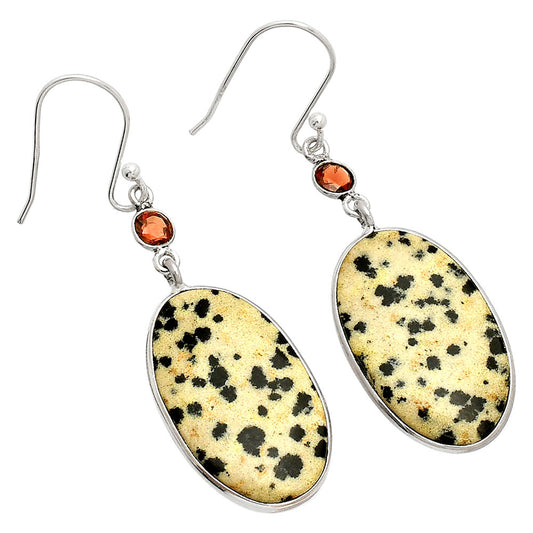 Natural Dalmatian & Garnet Earrings E-1002 SDE84114