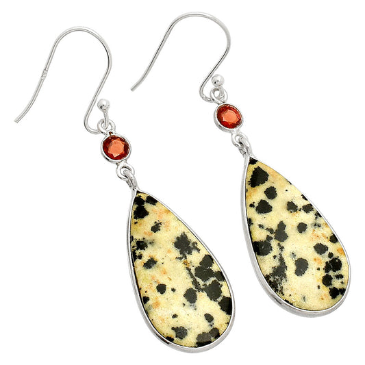 Natural Dalmatian & Garnet Earrings E-1002 SDE84122