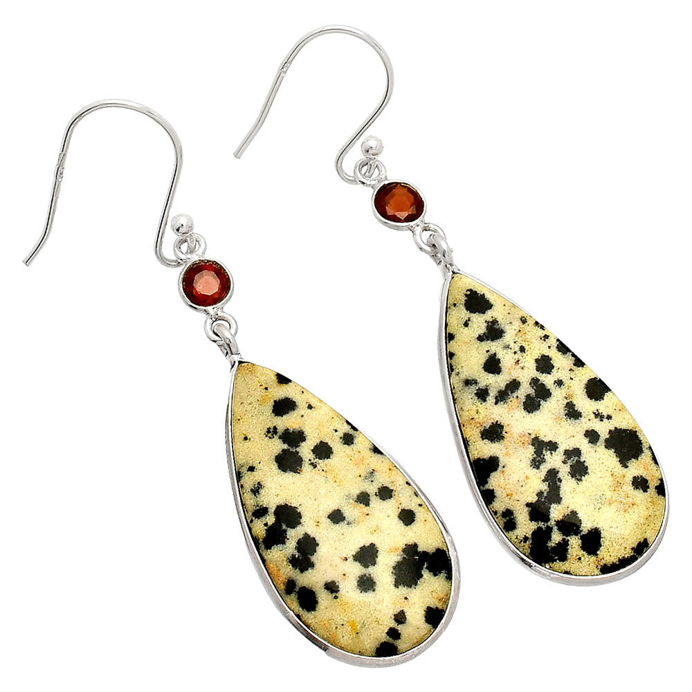 Natural Dalmatian & Garnet Earrings E-1002 SDE84127