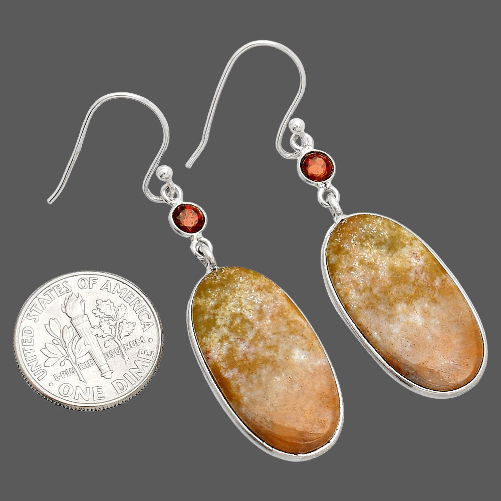 Natural Red Moss Agate & Garnet Earrings E-1002 SDE84150