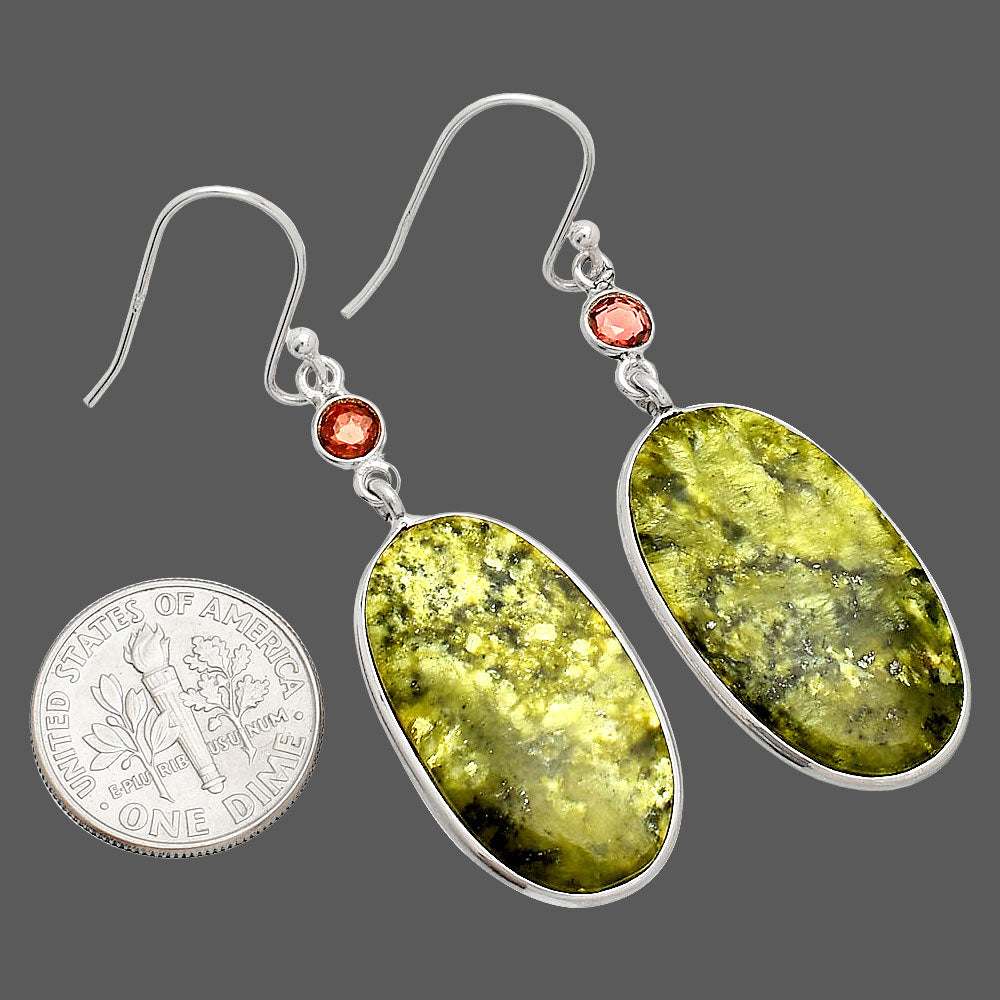 Natural Serpentine & Garnet Earrings E-1002 SDE84157
