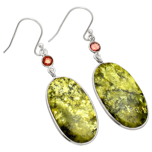 Natural Serpentine & Garnet Earrings E-1002 SDE84157