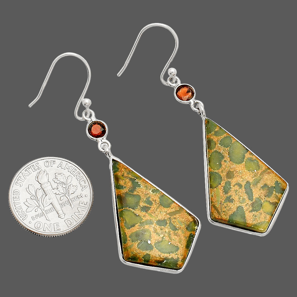 Natural Bamboo Jasper & Garnet Earrings E-1002 SDE84168