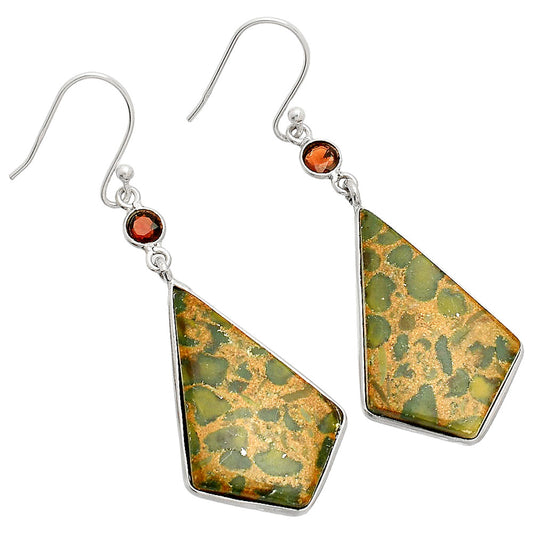 Natural Bamboo Jasper & Garnet Earrings E-1002 SDE84168