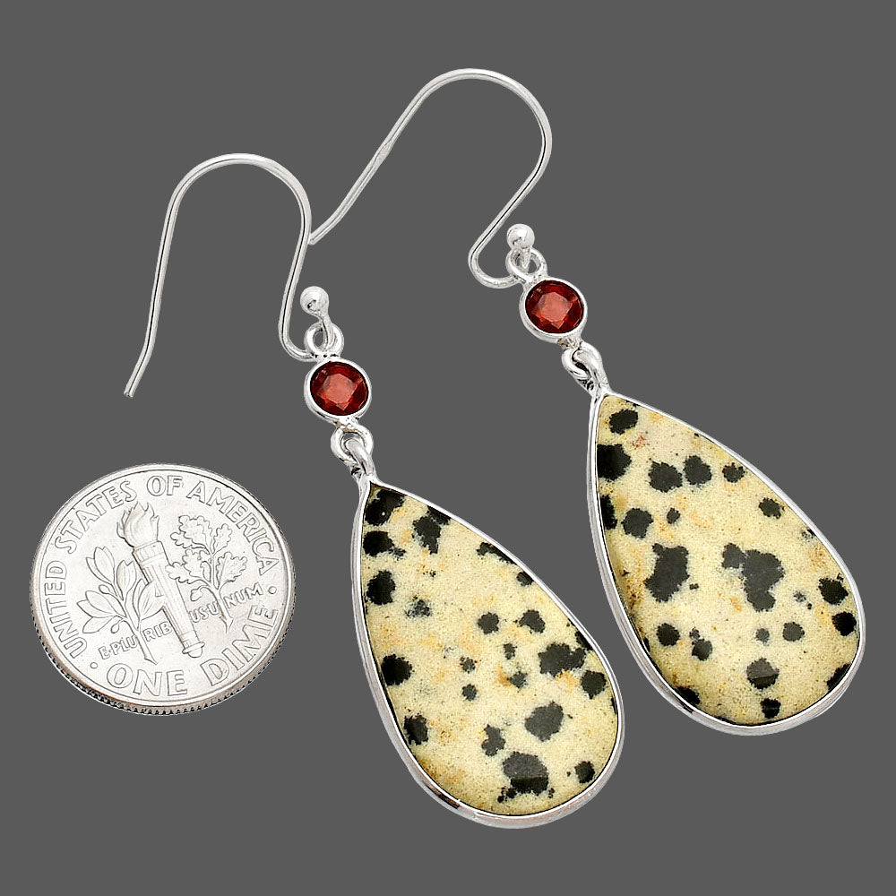 Natural Dalmatian & Garnet Earrings E-1002 SDE84170
