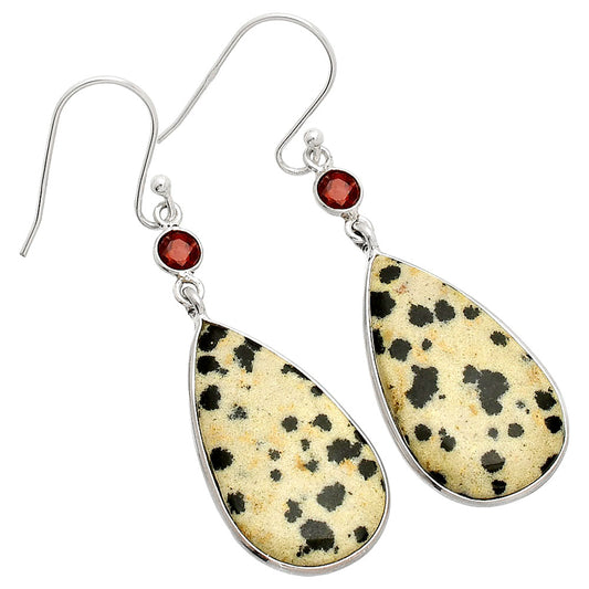 Natural Dalmatian & Garnet Earrings E-1002 SDE84170