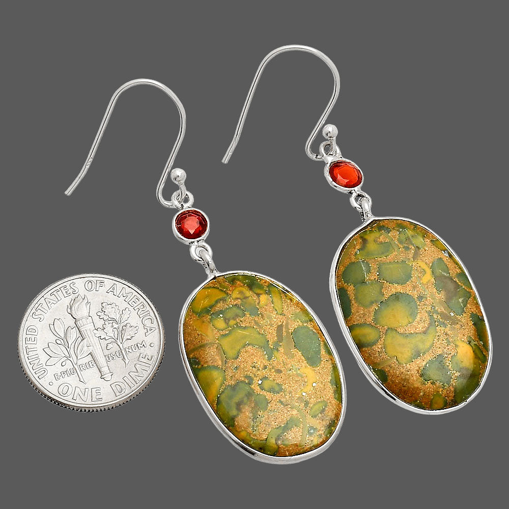 Natural Bamboo Jasper & Garnet Earrings E-1002 SDE84179