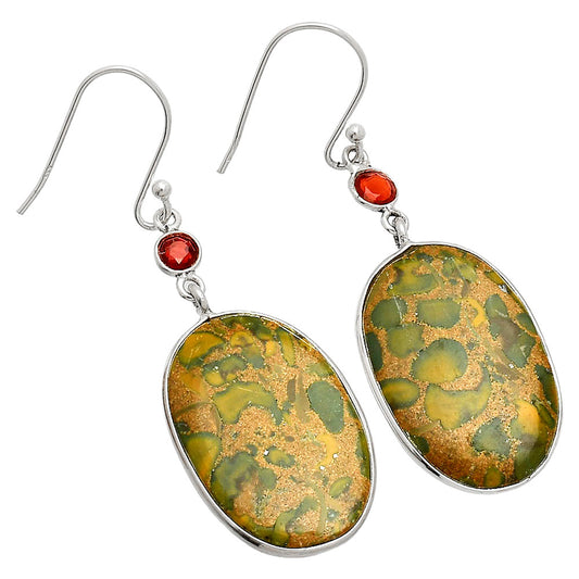 Natural Bamboo Jasper & Garnet Earrings E-1002 SDE84179