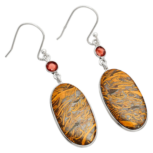 Coquina Fossil Jasper & Garnet Earrings E-1002 SDE84180