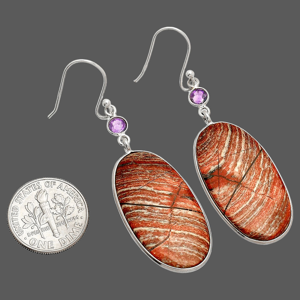 Snake Skin Jasper & Amethyst Earrings E-1002 SDE84189