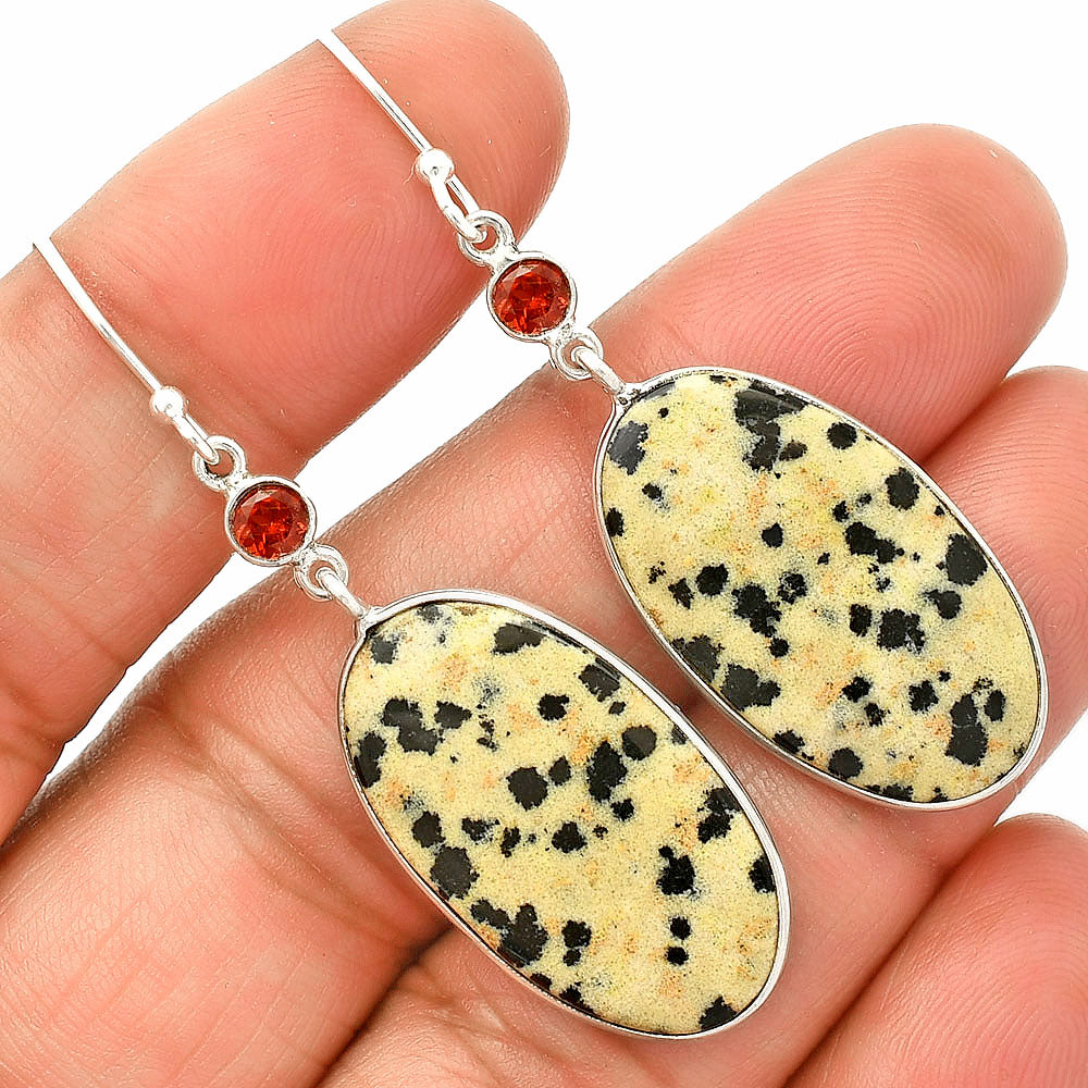 Natural Dalmatian & Garnet Earrings E-1002 SDE84200