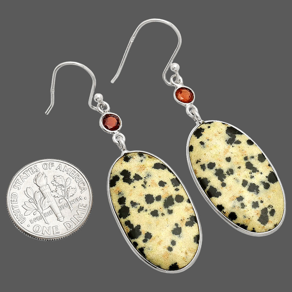 Natural Dalmatian & Garnet Earrings E-1002 SDE84200
