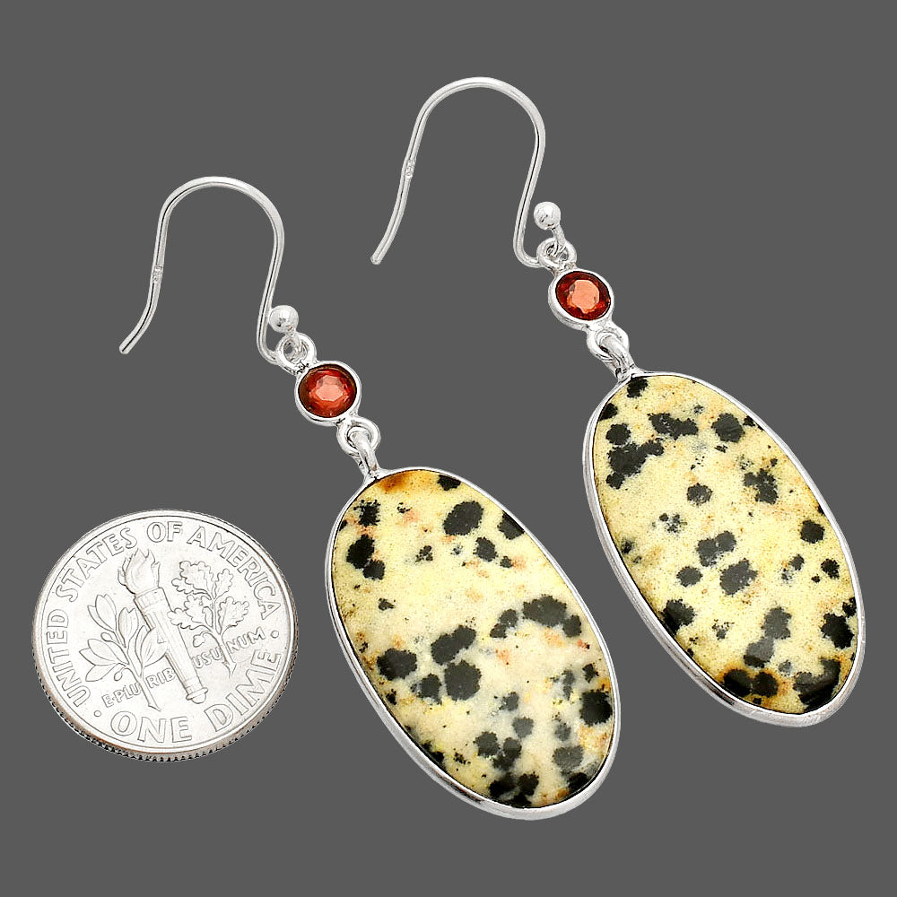 Natural Dalmatian & Garnet Earrings E-1002 SDE84202