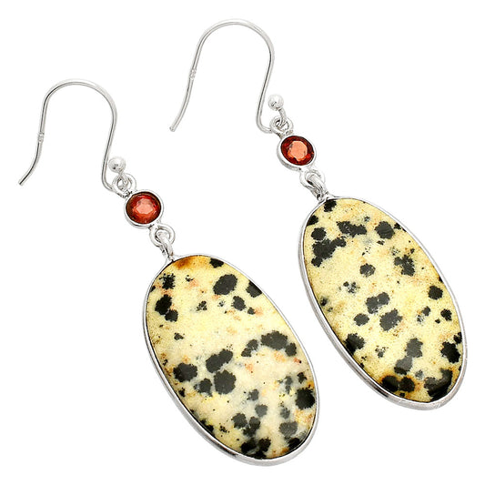 Natural Dalmatian & Garnet Earrings E-1002 SDE84202