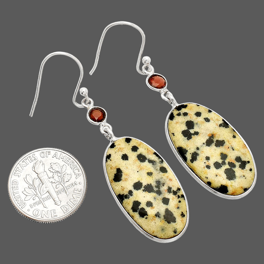 Natural Dalmatian & Garnet Earrings E-1002 SDE84203