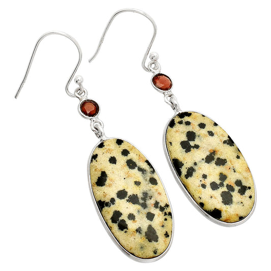 Natural Dalmatian & Garnet Earrings E-1002 SDE84203
