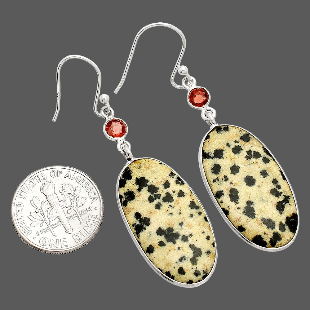 Natural Dalmatian & Garnet Earrings E-1002 SDE84204