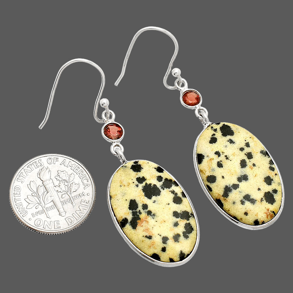 Natural Dalmatian & Garnet Earrings E-1002 SDE84207