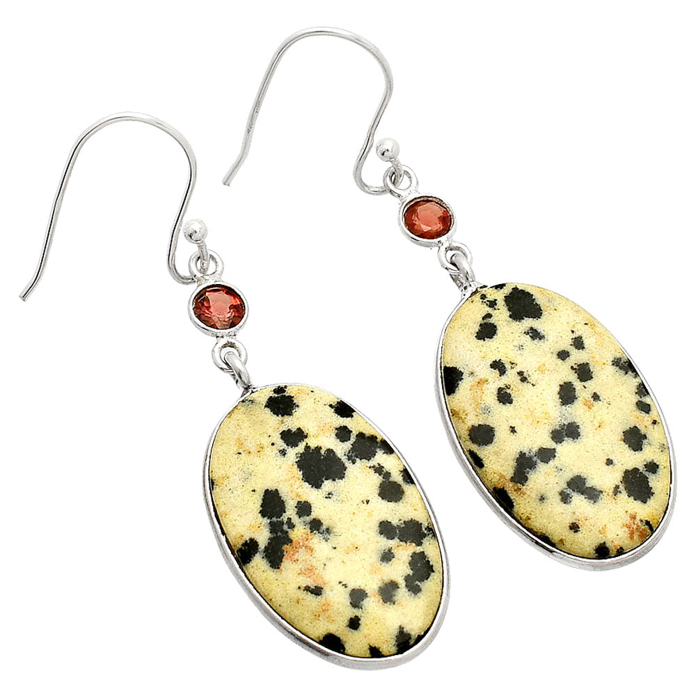 Natural Dalmatian & Garnet Earrings E-1002 SDE84207
