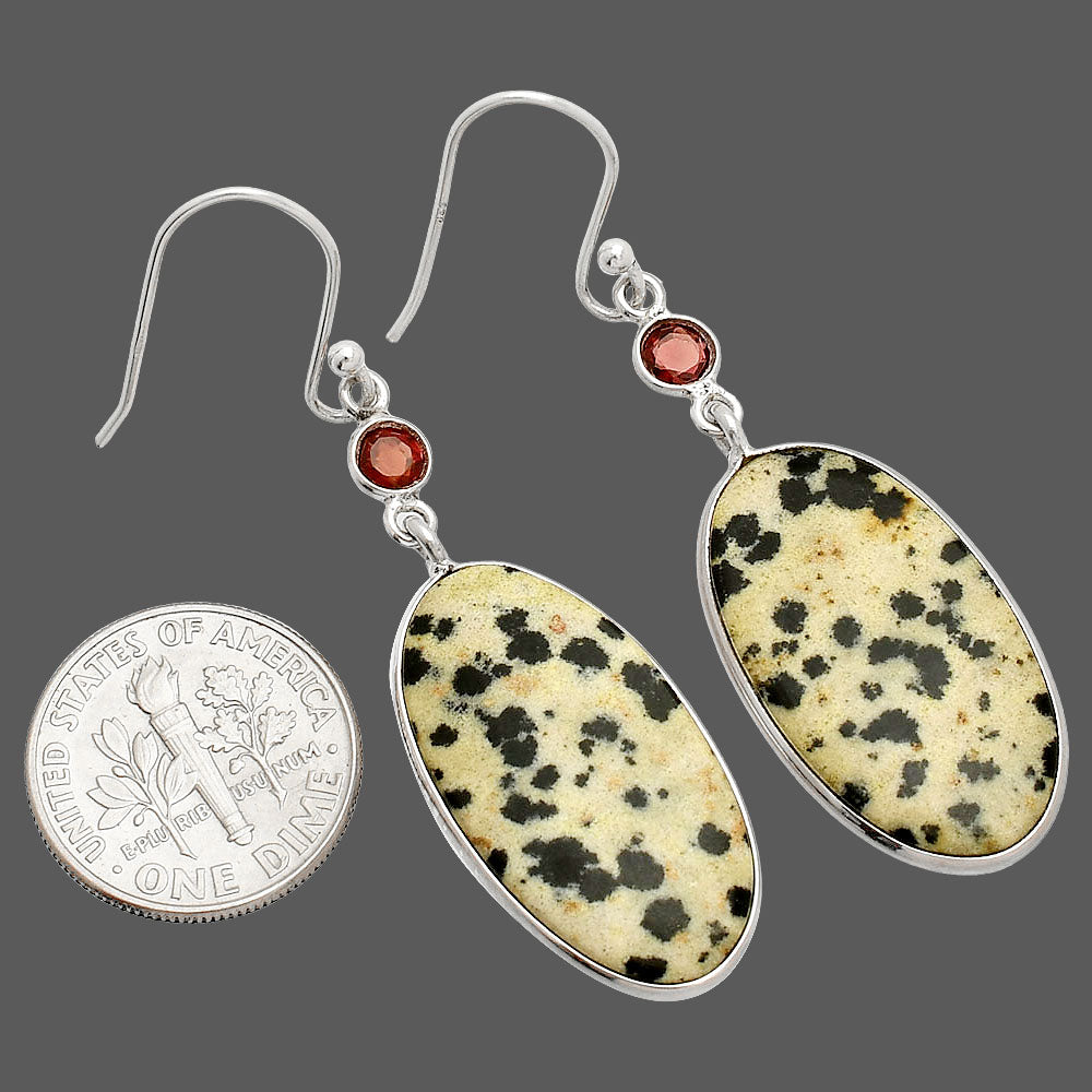 Natural Dalmatian & Garnet Earrings E-1002 SDE84208