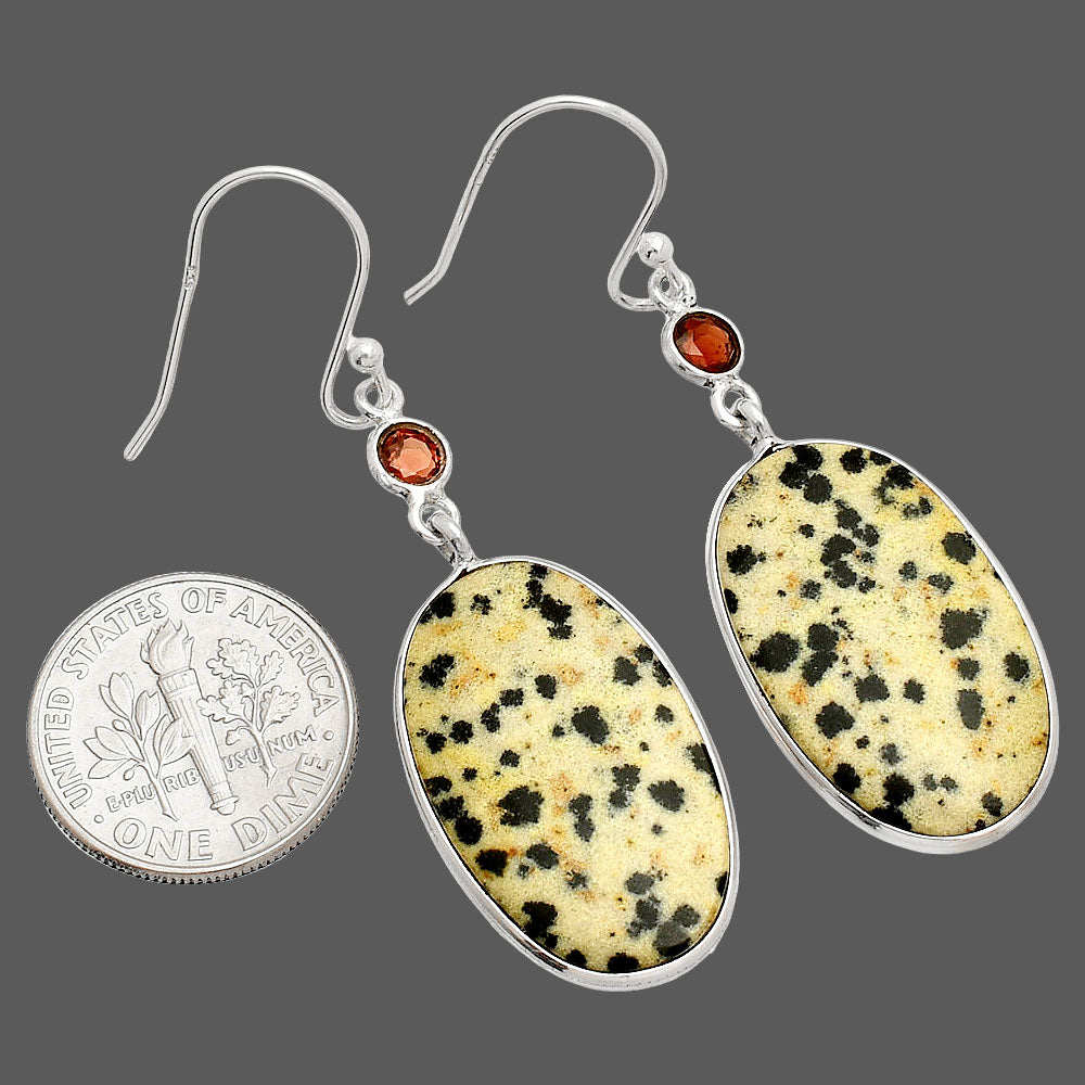 Natural Dalmatian & Garnet Earrings E-1002 SDE84209