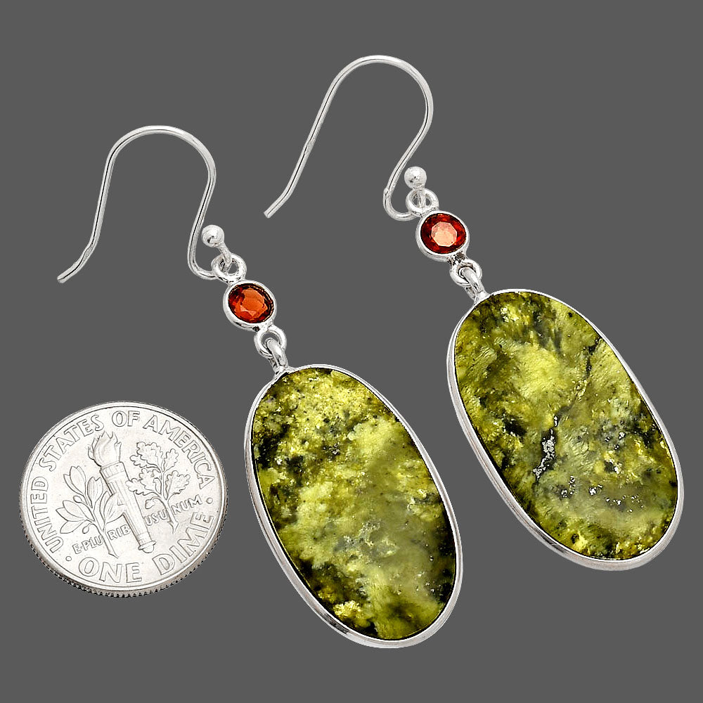 Natural Serpentine & Garnet Earrings E-1002 SDE84215