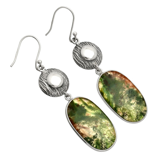 Natural Texas Moss Agate Earrings E-1077 SDE84309