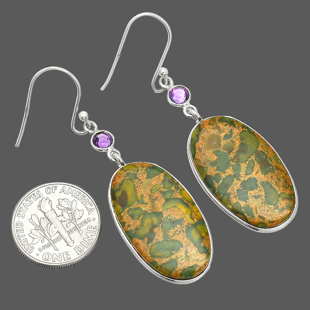 Natural Bamboo Jasper & Amethyst Earrings E-1002 SDE84394