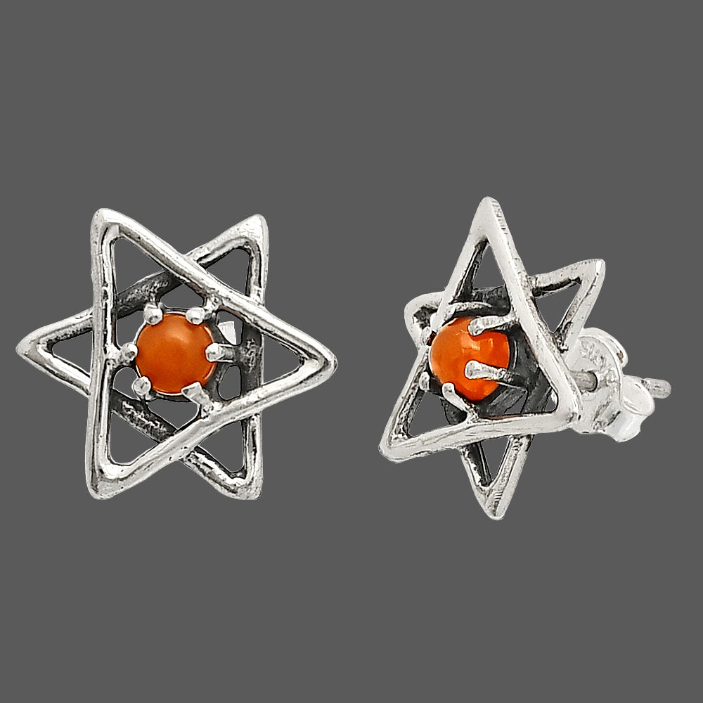 Star of David - Natural Peach Moonstone Stud Earrings E-1024 SDE84433
