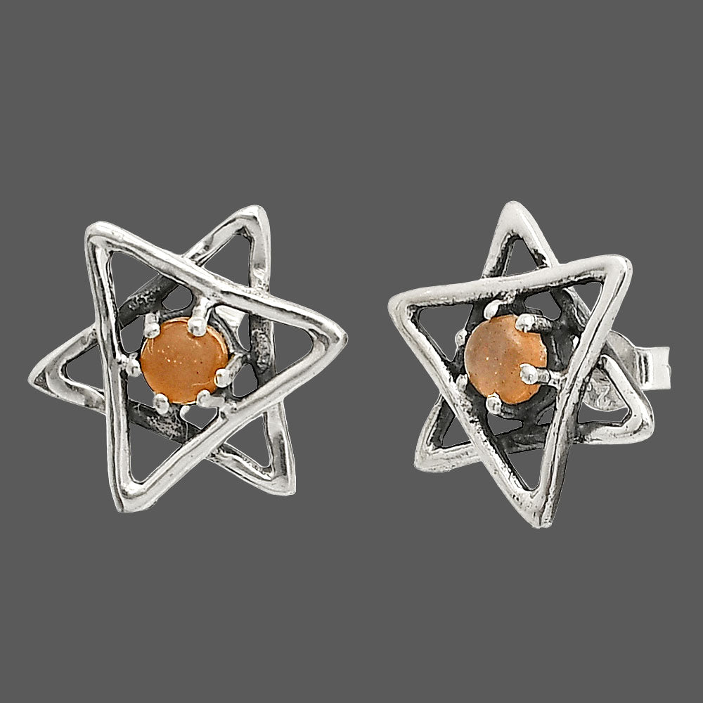 Star of David - Sunstone - Namibia Stud Earrings E-1024 SDE84446