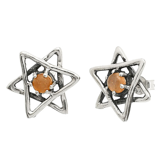 Star of David - Sunstone - Namibia Stud Earrings E-1024 SDE84446