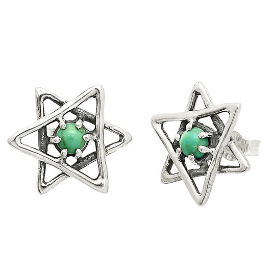 Star of David - Rare Turquoise Nevada Aztec Mt Stud Earrings E-1024 SDE84460