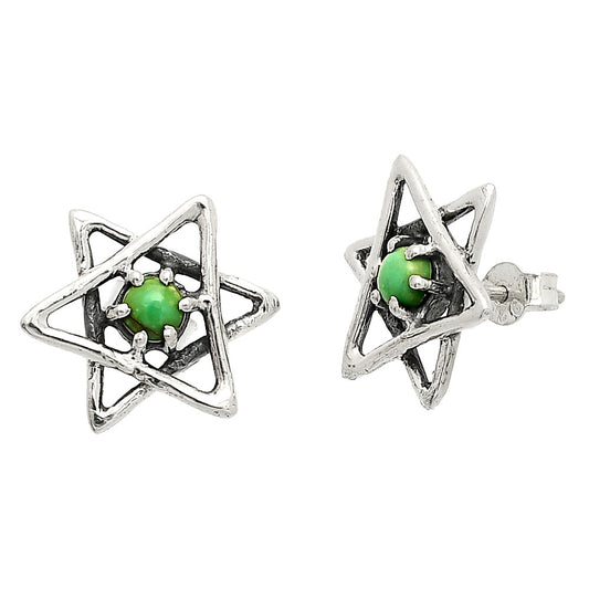Star of David - Rare Turquoise Nevada Aztec Mt Stud Earrings E-1024 SDE84463