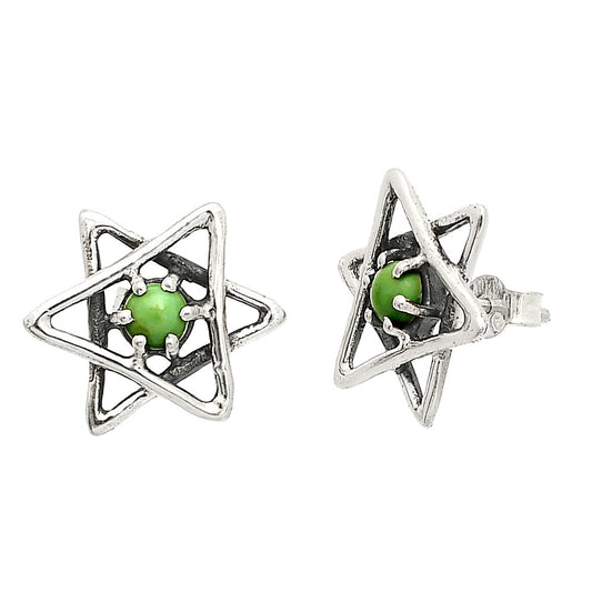Star of David - Rare Turquoise Nevada Aztec Mt Stud Earrings E-1024 SDE84465