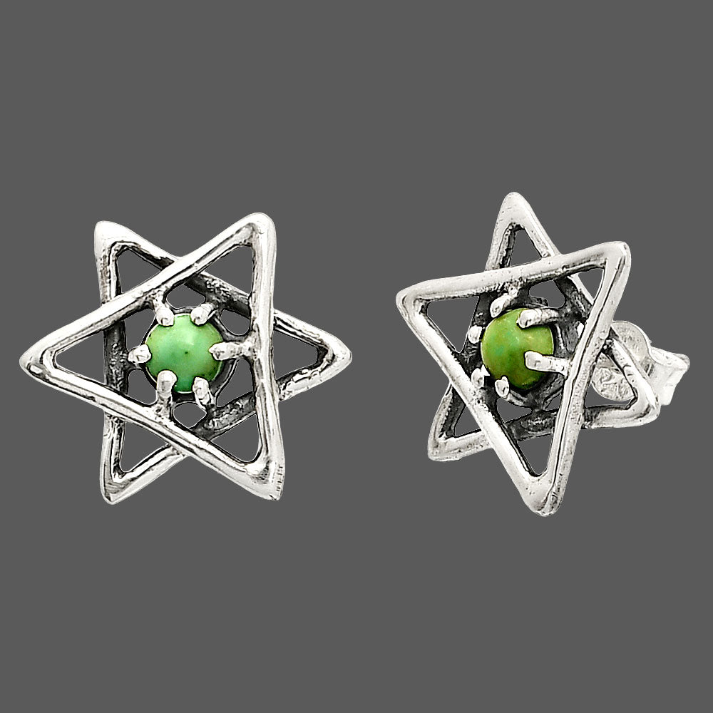 Star of David - Rare Turquoise Nevada Aztec Mt Stud Earrings E-1024 SDE84467