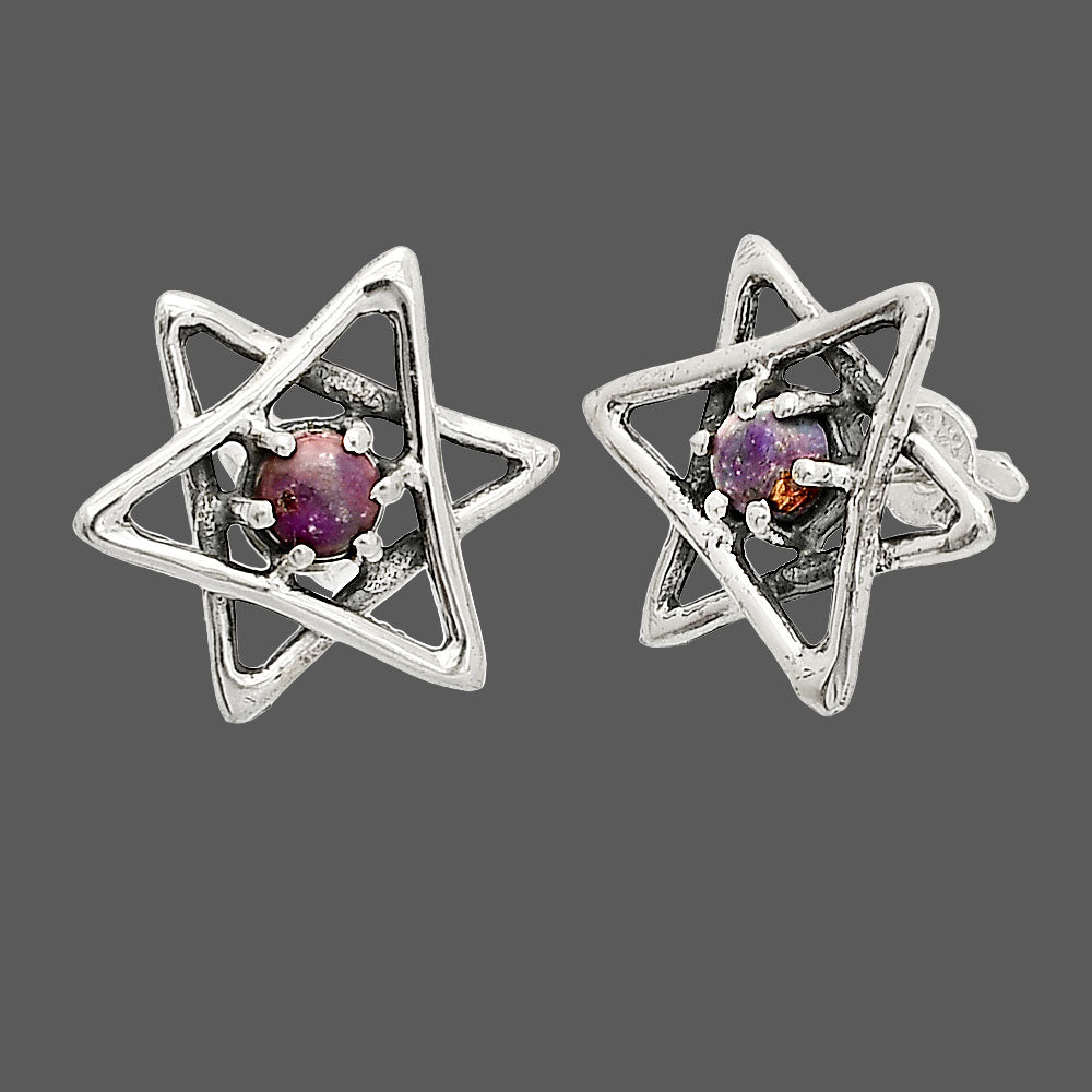 Star of David - Copper Purple Turquoise Stud Earrings E-1024 SDE84468