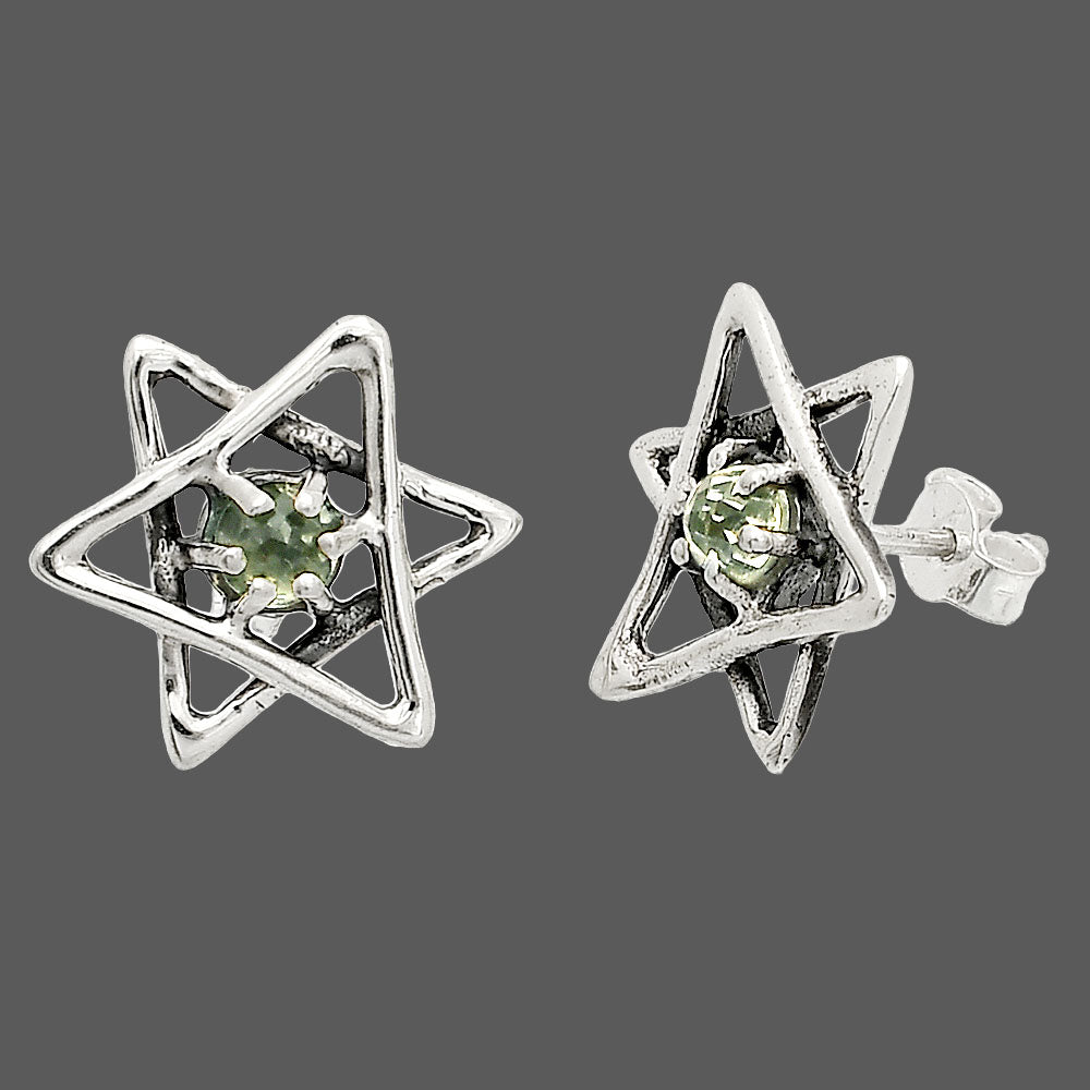 Star of David - Prasiolite (Green Amethyst) Stud Earrings E-1024 SDE84479
