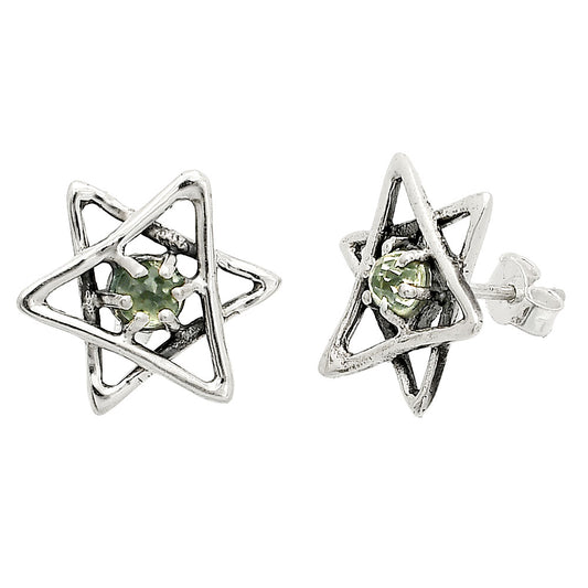 Star of David - Prasiolite (Green Amethyst) Stud Earrings E-1024 SDE84479