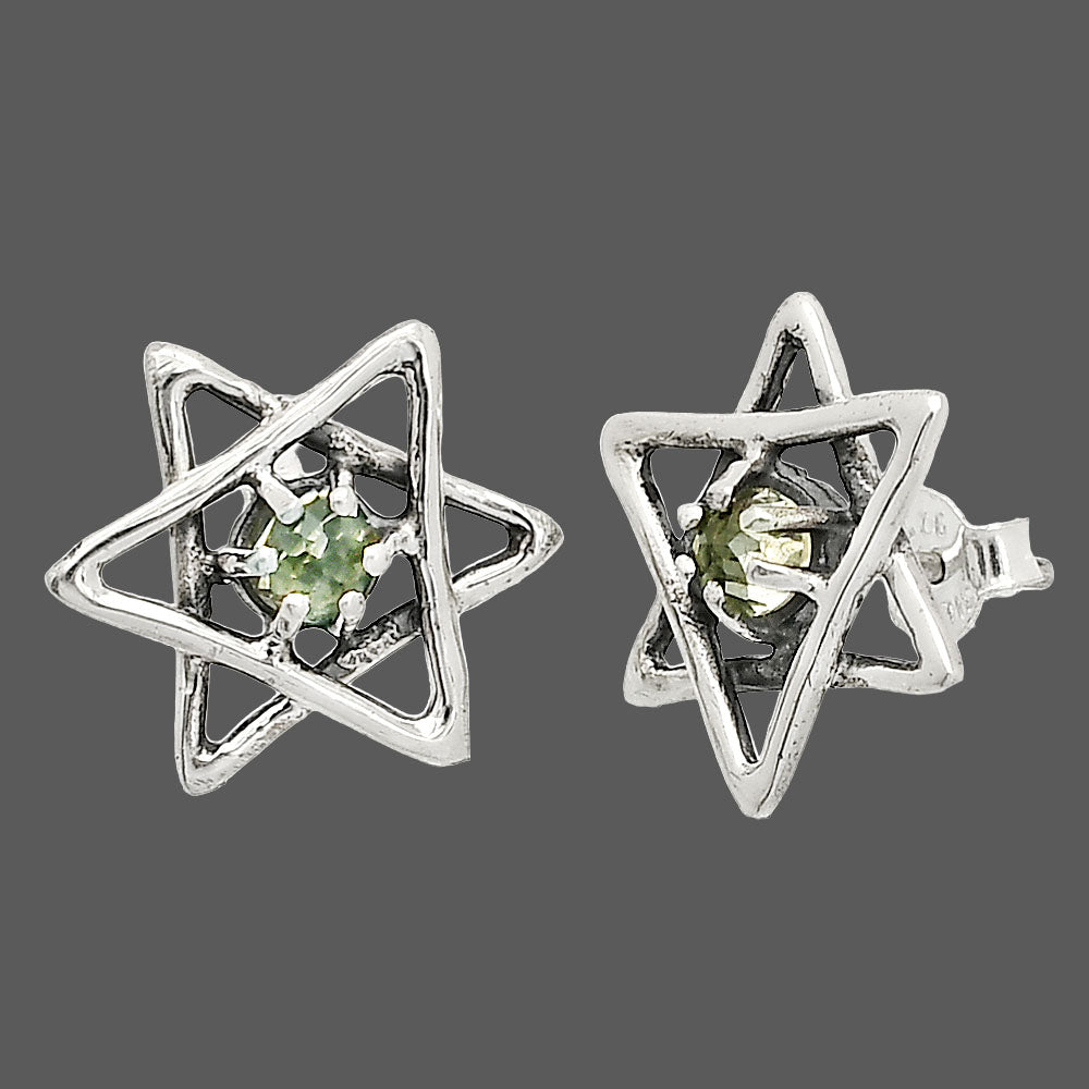 Star of David - Prasiolite (Green Amethyst) Stud Earrings E-1024 SDE84480