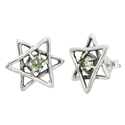 Star of David - Prasiolite (Green Amethyst) Stud Earrings E-1024 SDE84480